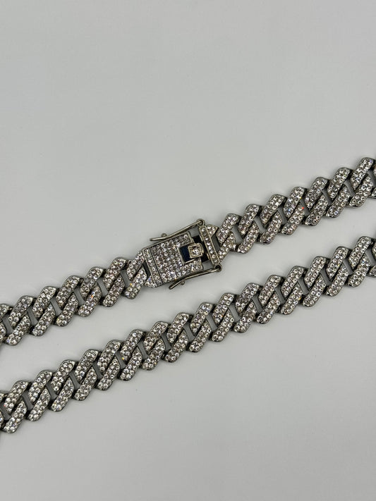 DripZen Cuban Link Iced-Out Chain β Silver Luxury Edition