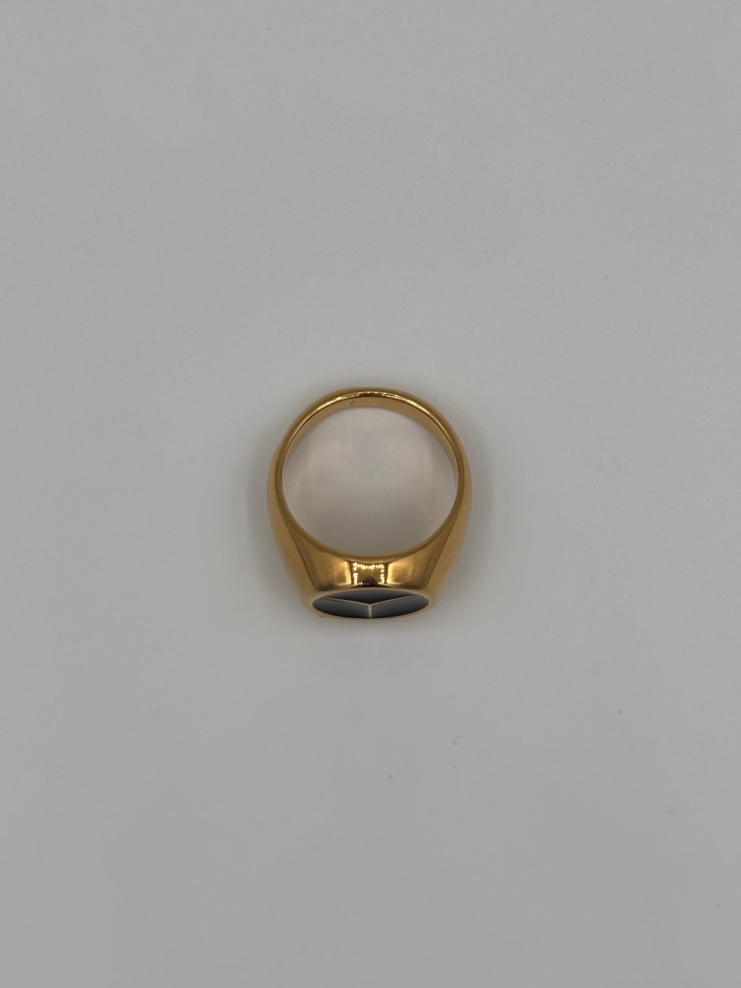 Gold Mercedes Black Enamel Ring