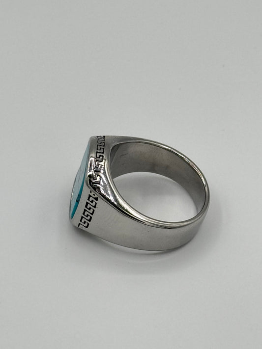 Turquoise Serenity Ring – Polished Silver Minimalist Design