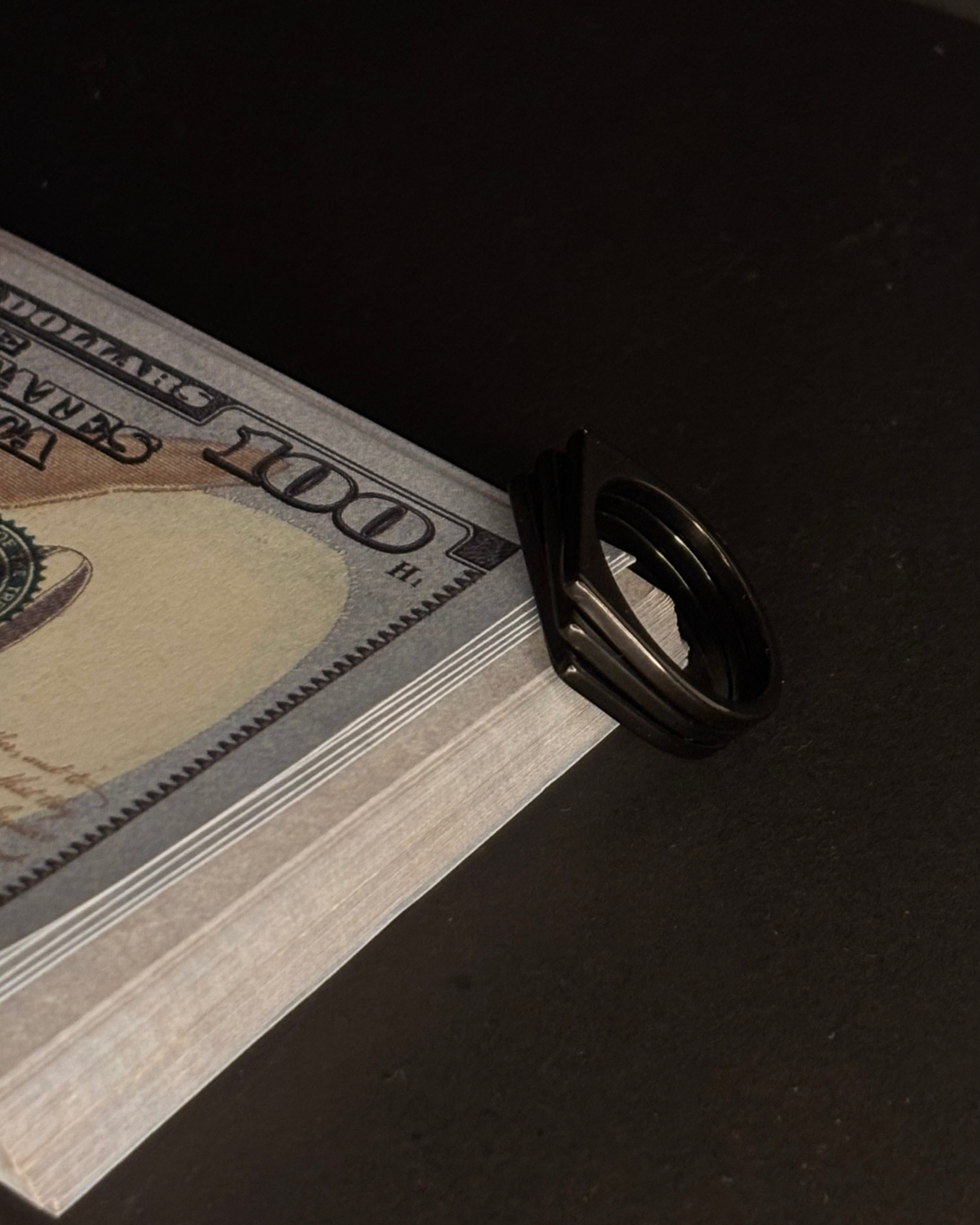 Men’s Triple Edge Black Ring | Modern Architectural Statement