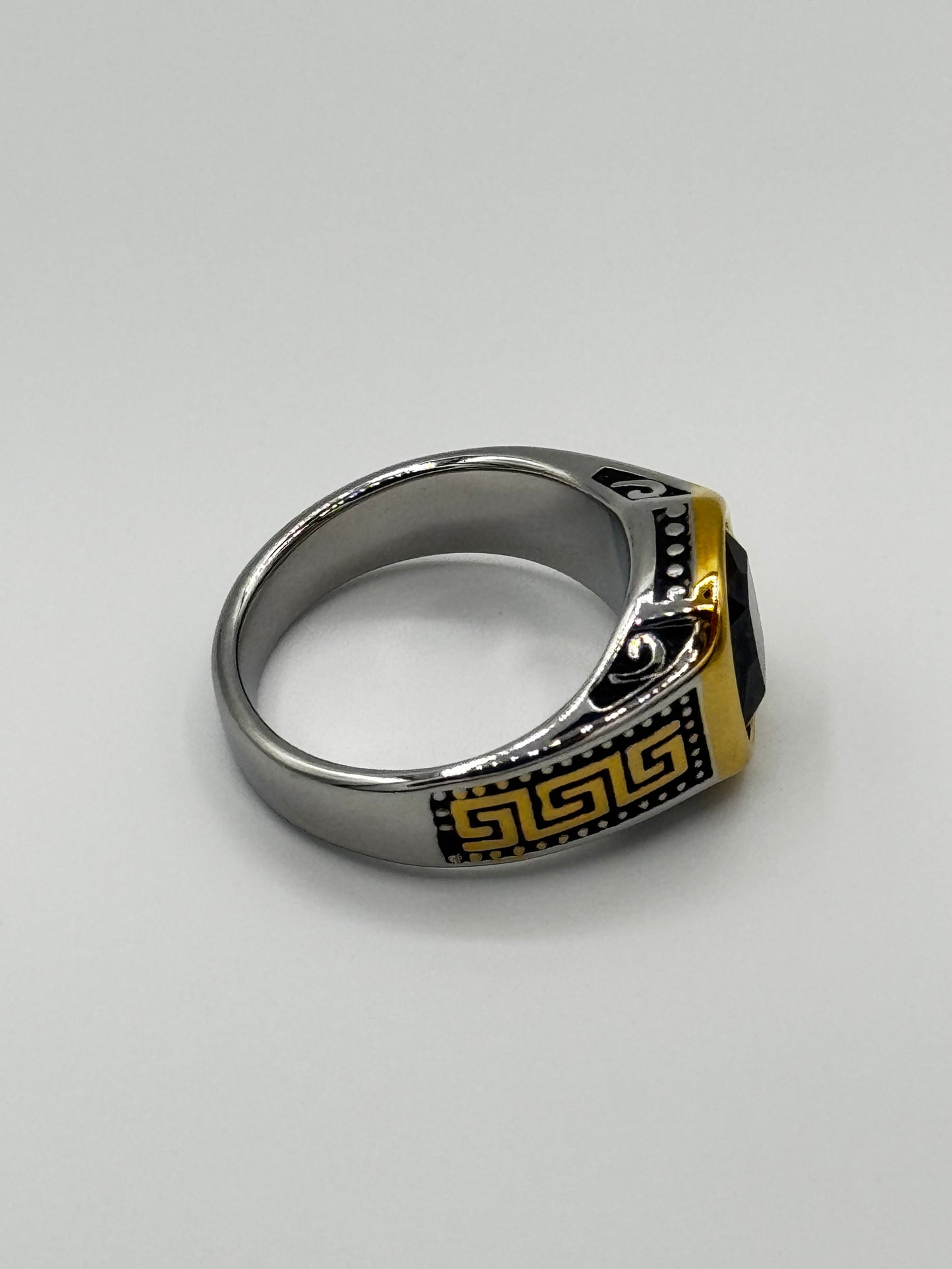 Men's versace regal black onyx ring | Gold & Silver Royal Finish