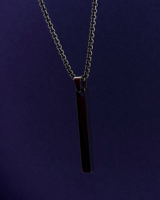 Black Golden 3D Long Strip Pendant Necklace – Unisex Minimalist Hip Hop Jewelry