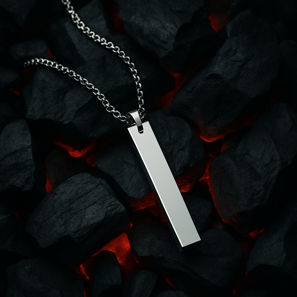 Black Golden 3D Long Strip Pendant Necklace – Unisex Minimalist Hip Hop Jewelry