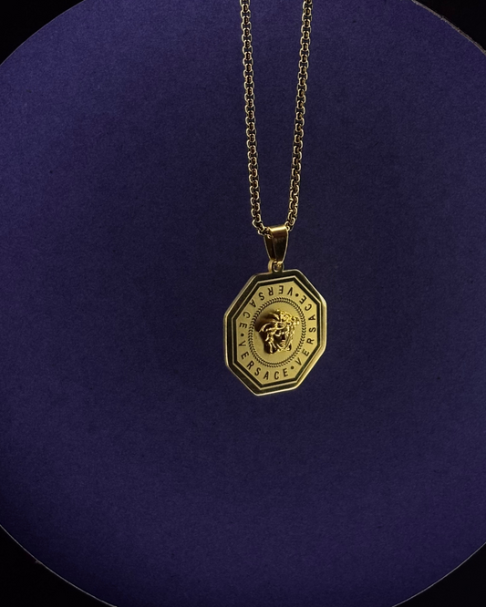 Gold Octagon Medusa Pendant Necklace – Stainless Steel Unisex Chain