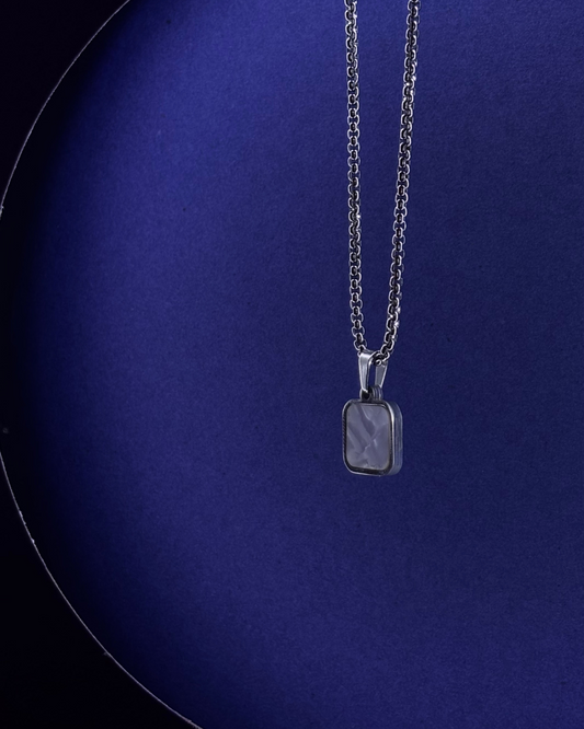 Dual-Tone Silver Curb Chain Necklace.