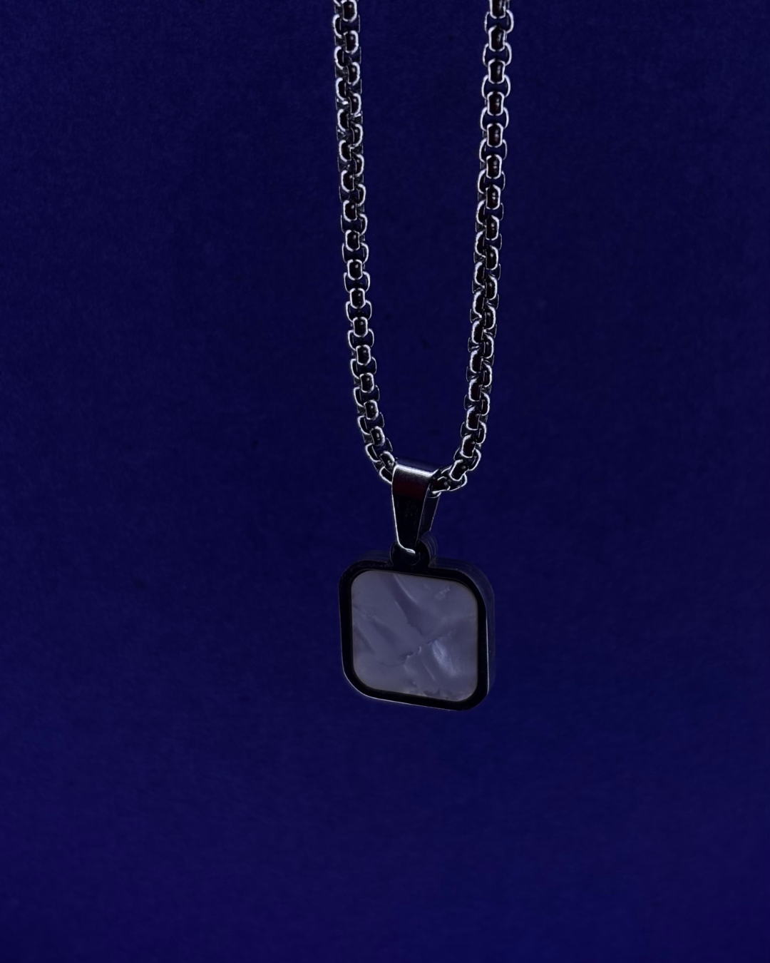 Dual-Tone Silver Curb Chain Necklace.