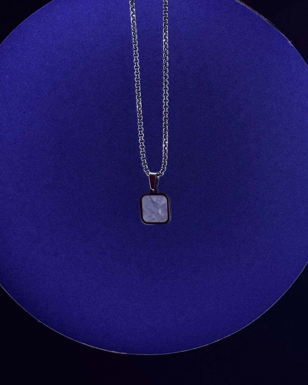 Dual-Tone Silver Curb Chain Necklace.