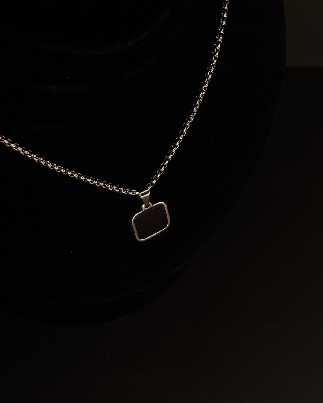 Dual-Tone Silver Curb Chain Necklace.