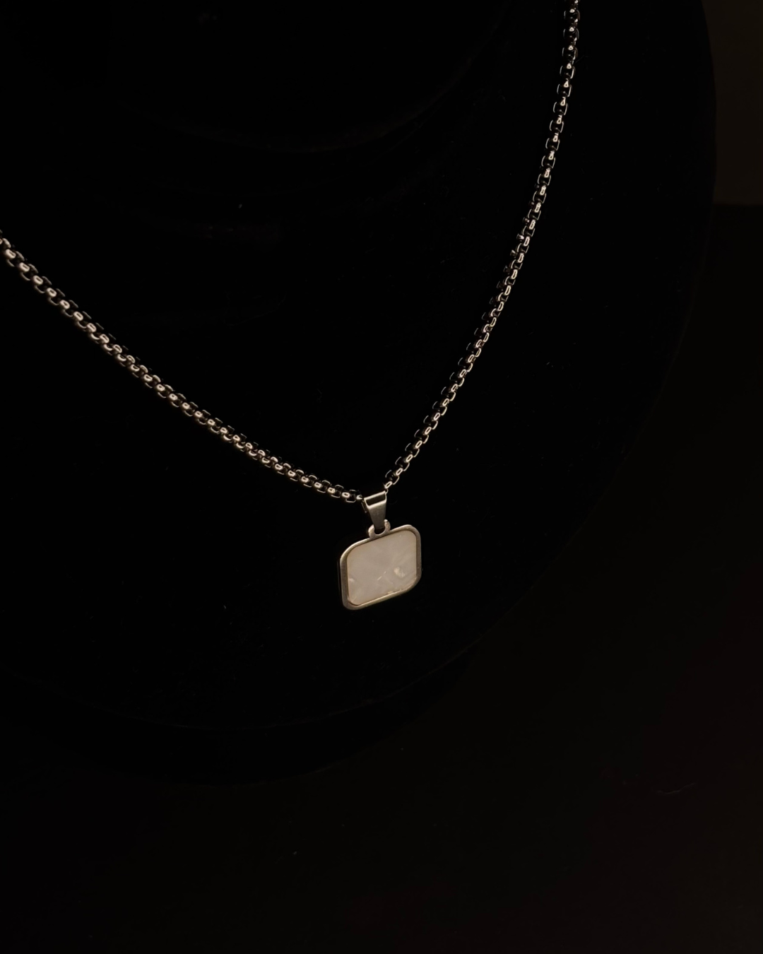 Dual-Tone Silver Curb Chain Necklace.