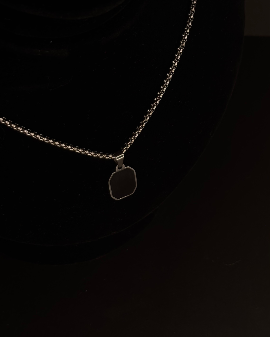 Dual-Tone Silver Curb Chain Necklace.