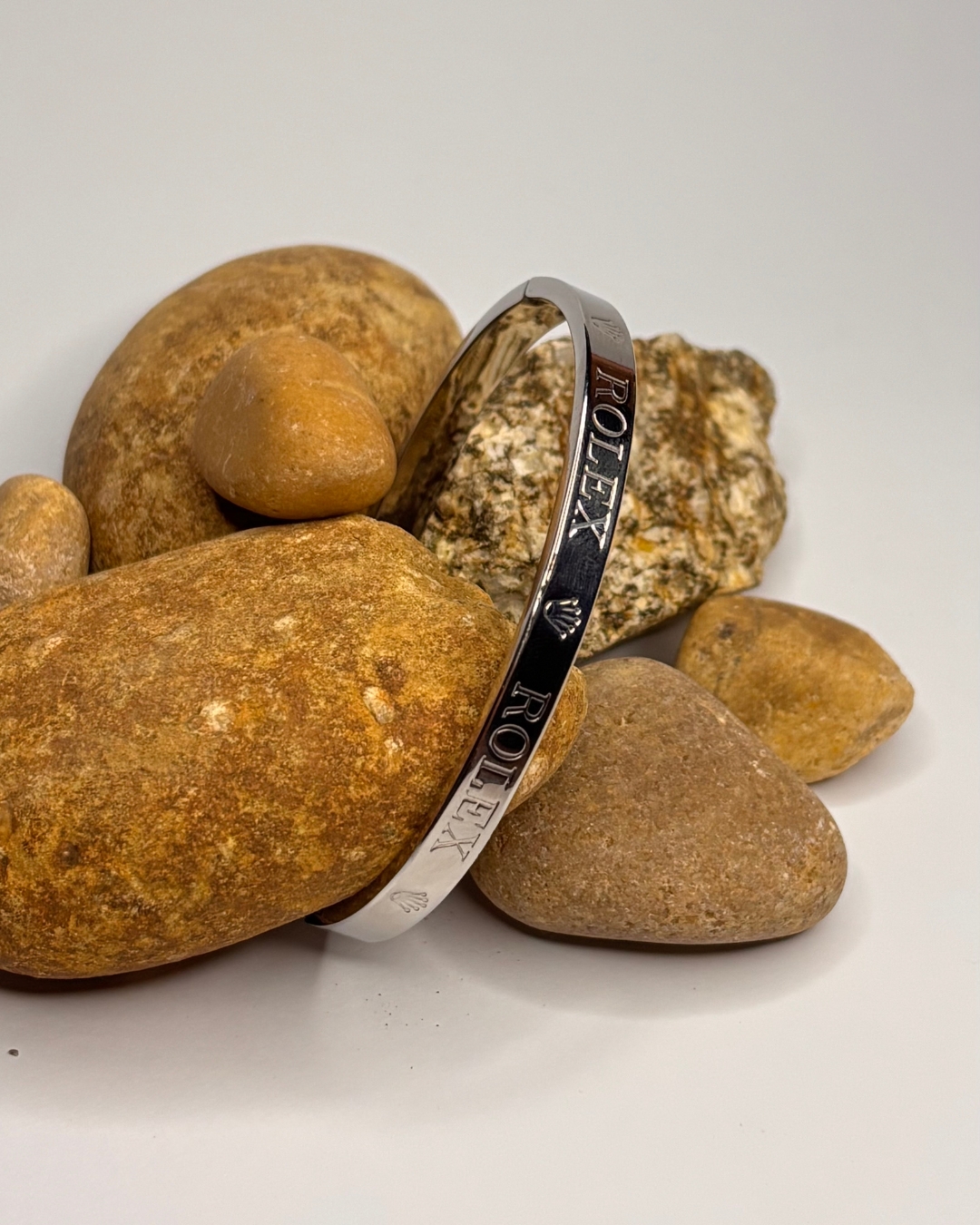 Luxury Rolex Engraved Bangle – Unisex Minimalist Jewelry