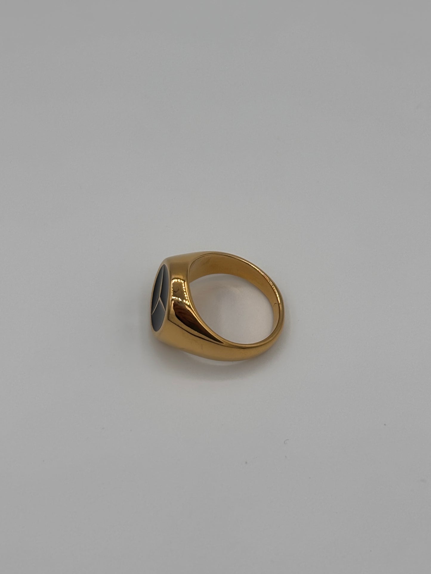 Gold Mercedes Black Enamel Ring