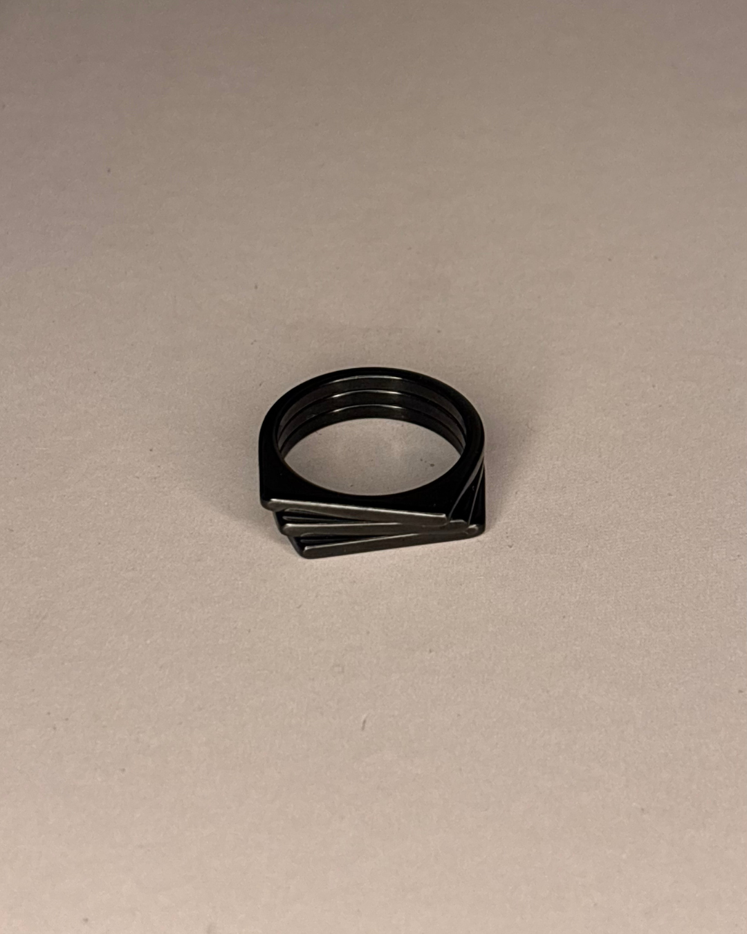 Men’s Triple Edge Black Ring | Modern Architectural Statement