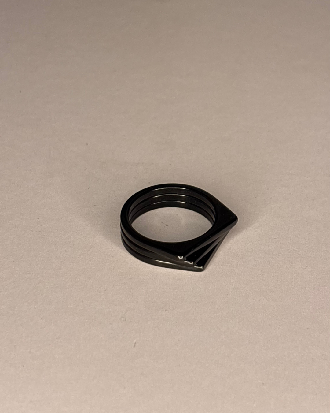 Men’s Triple Edge Black Ring | Modern Architectural Statement