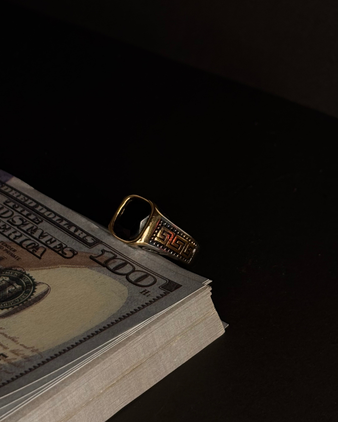 Men's versace regal black onyx ring | Gold & Silver Royal Finish