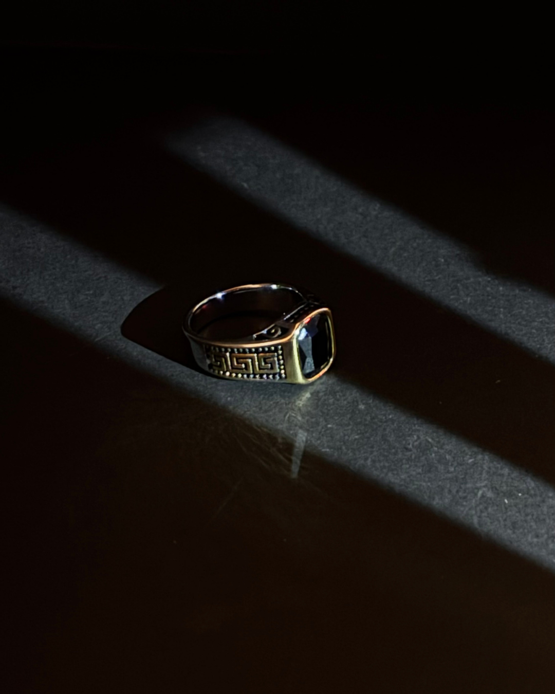 Men's versace regal black onyx ring | Gold & Silver Royal Finish