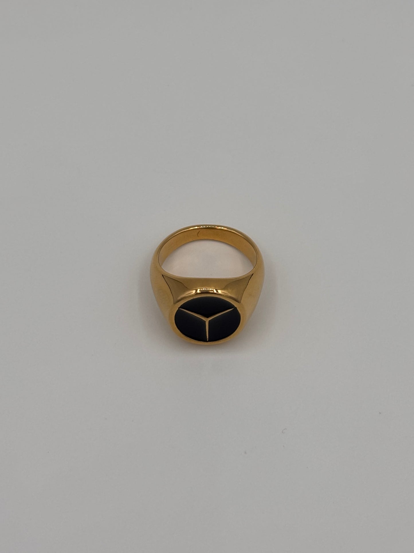 Gold Mercedes Black Enamel Ring