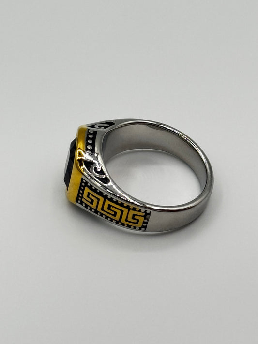 Men's versace regal black onyx ring | Gold & Silver Royal Finish