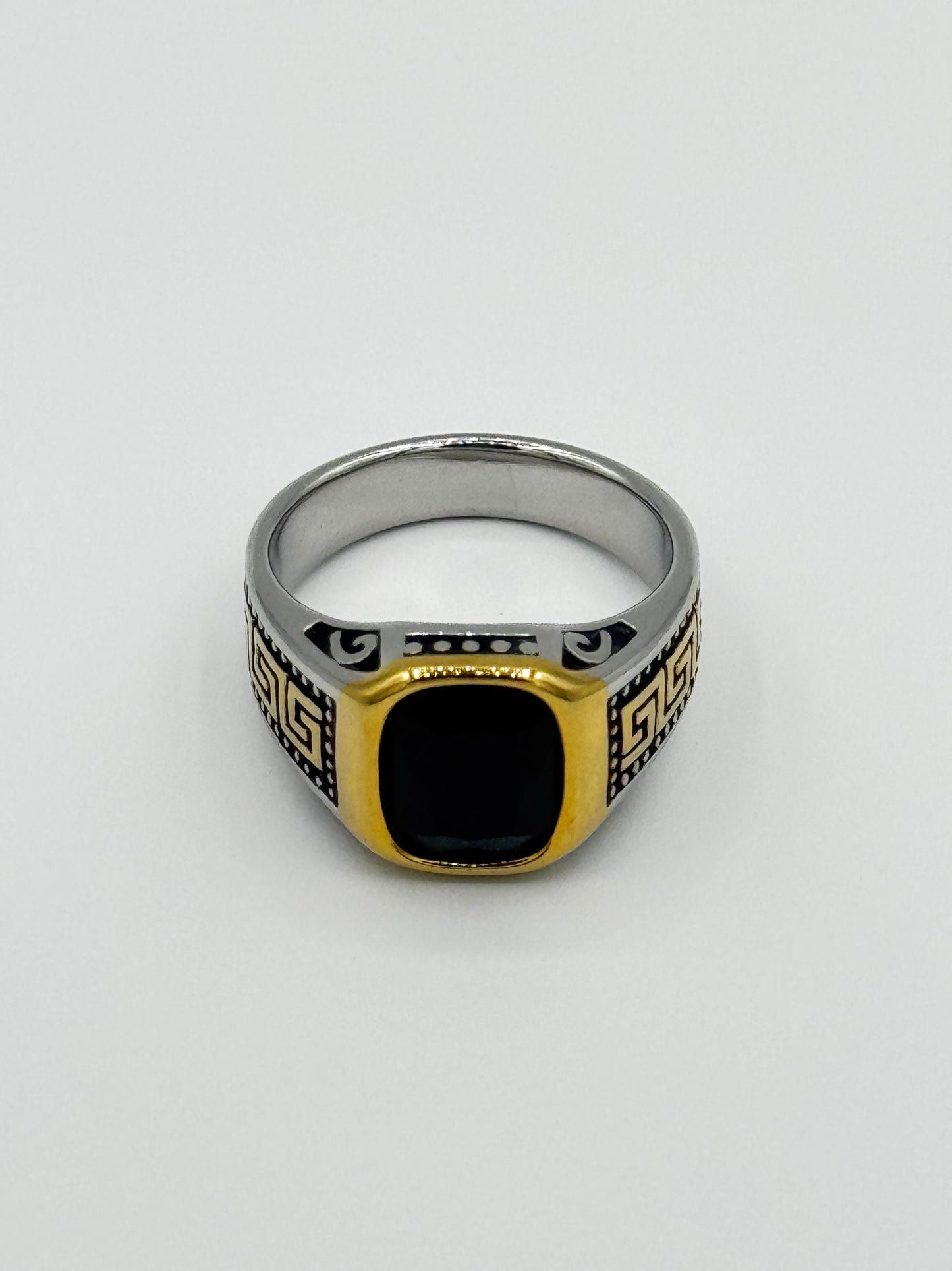 Men's versace regal black onyx ring | Gold & Silver Royal Finish