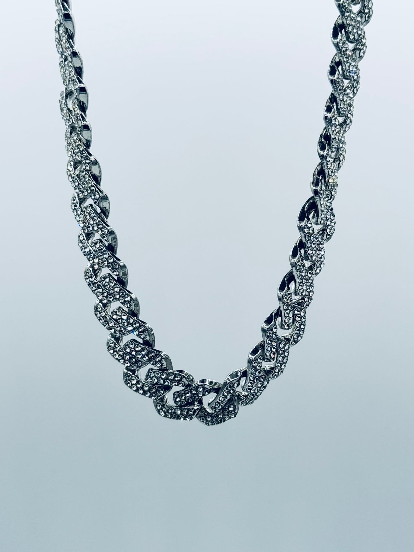 DripZen Cuban Link Iced-Out Chain – Silver Luxury Edition