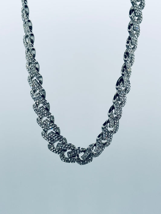 DripZen Cuban Link Iced-Out Chain – Silver Luxury Edition