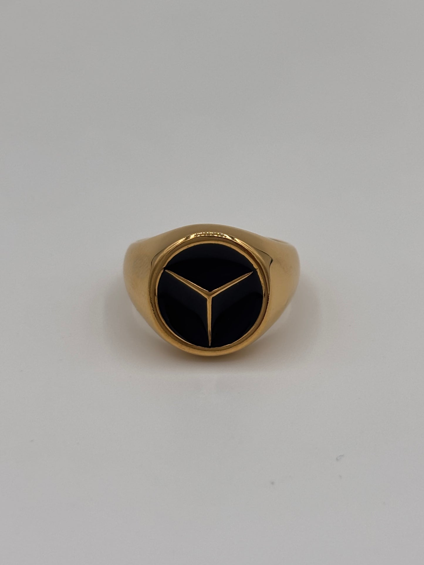 Gold Mercedes Black Enamel Ring