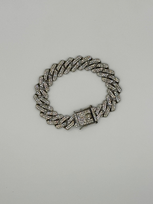 DripZen Cuban Link Iced-Out Bracelet– Silver Luxury Edition